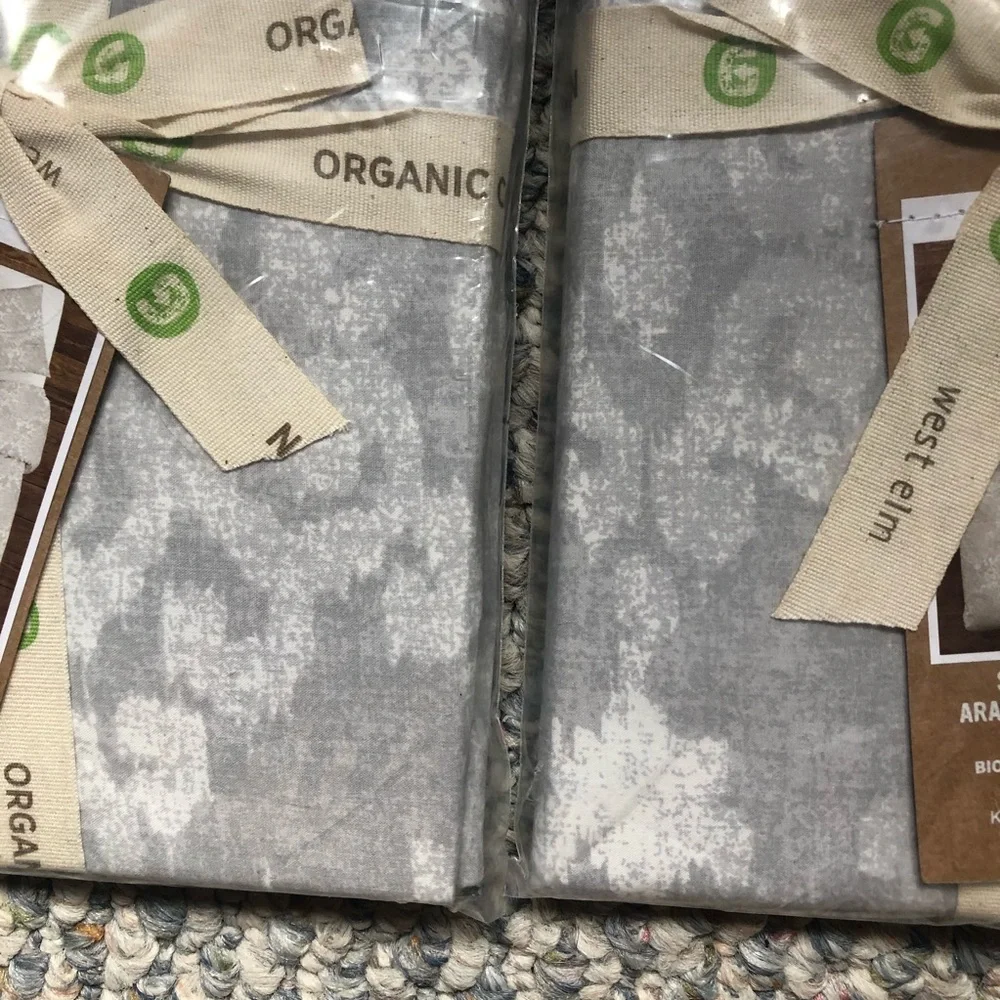 West Elm Grey Scroll Arabesque Organic King Shams